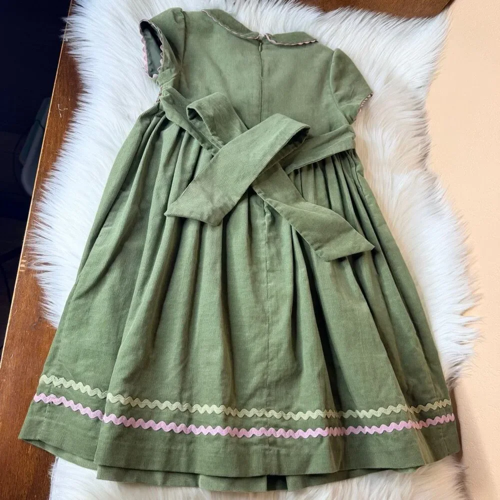 Charter Club Vintage Inspired Smocked Micro Corduroy Dress Size 6